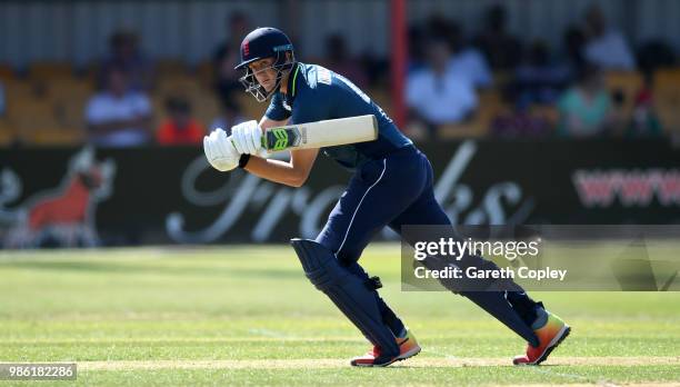 Tom Kohler-Cadmore of England Lions bats during the Tri-Series International match between England Lions v West Indies A at The County Ground on June...