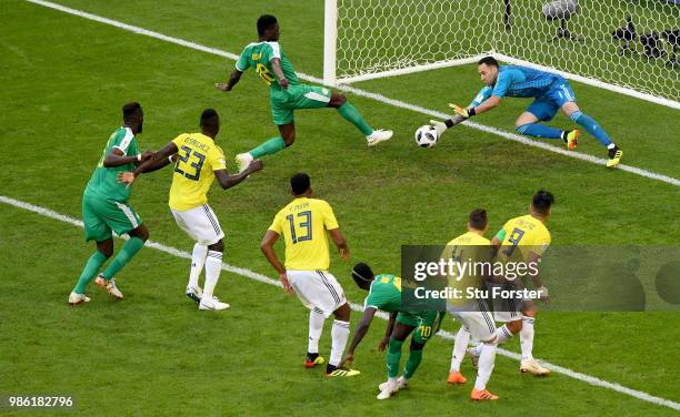 David Ospina of Colombia makes a save from Ismaila Sarr of Senegal during the 2018 FIFA World Cup Russia group H match between Senegal and Colombia...