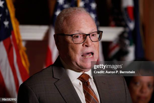 President Lee Saunders speaks during a news conference at the U.S. Capitol June 28, 2018 in Washington, DC. Congressional Democrats are hoping to...