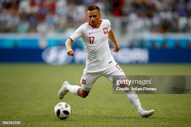 Slawomir Peszko of Poland in action during the 2018 FIFA World Cup Russia group H match between Japan and Poland at Volgograd Arena on June 28, 2018...