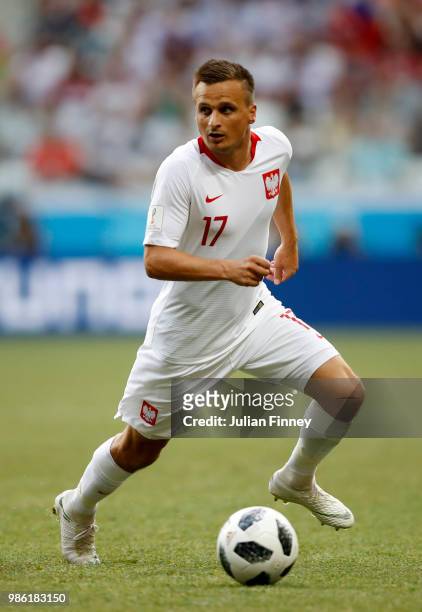 Slawomir Peszko of Poland in action during the 2018 FIFA World Cup Russia group H match between Japan and Poland at Volgograd Arena on June 28, 2018...