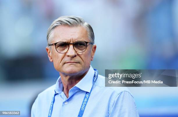 Adam Nawalka, Manager of Poland during the 2018 FIFA World Cup Russia group H match between Japan and Poland at Volgograd Arena on June 28, 2018 in...