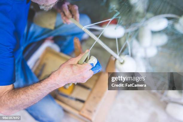 gill net preparation - south central alaska stock pictures, royalty-free photos & images