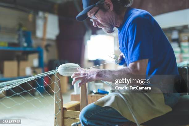 prepping the nets - south central alaska stock pictures, royalty-free photos & images