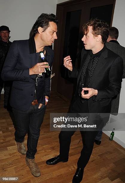 Jamie Hince and Johnny Borrell attend the Art Plus Music Party, at the Whitechapel Gallery on April 22, 2010 in London, England.