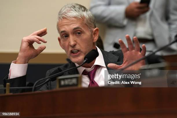Rep. Trey Gowdy speaks during a hearing before the House Judiciary Committee June 28, 2018 on Capitol Hill in Washington, DC. While scheduled to...