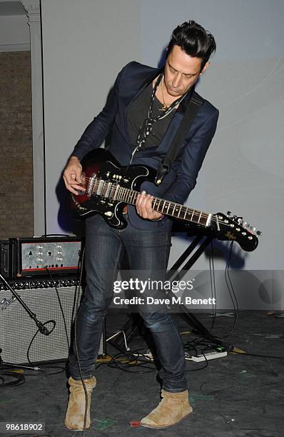 Jamie Hince performs on stage at the Art Plus Music Party, at the Whitechapel Gallery on April 22, 2010 in London, England.