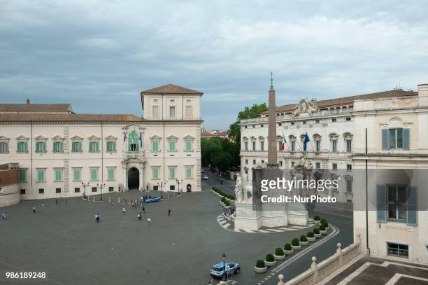 Piazza del Quirinale , Fountain of the Dioscuri and Palazzo del Quirinale located on the hill of the same name, the square is bordered to the...