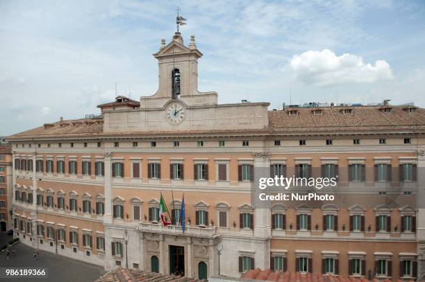 Palazzo Montecitorio headquarters of the Chamber of Deputies of the Italian Republic and the Italian Parliament meeting in common session ; It...