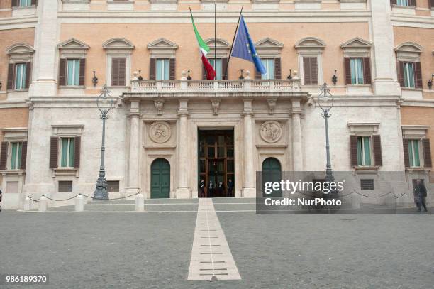 Palazzo Montecitorio headquarters of the Chamber of Deputies of the Italian Republic and the Italian Parliament meeting in common session ; It...