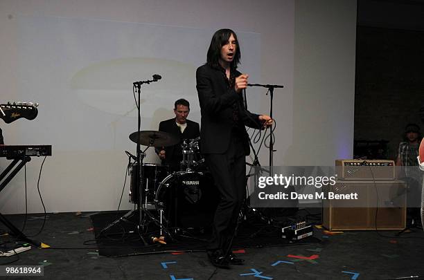 Bobby Gillespie performs on stage at the Art Plus Music Party, at the Whitechapel Gallery on April 22, 2010 in London, England.