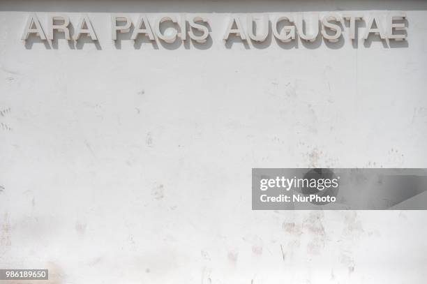 Ara Pacis Museum work by Richard Meier, written Ara Pacis Augustae outside the museum complex inaugurated in 2006, It contains the Ara Pacis of...