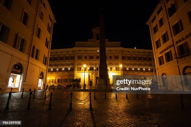 Palazzo Montecitorio seat of the Chamber of Deputies of the Italian Republic and the Italian Parliament meeting in common session ; it overlooks...