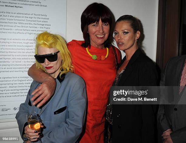 Pam Hogg, Janet Street-Porter and Kate Moss attend the Art Plus Music Party, at the Whitechapel Gallery on April 22, 2010 in London, England.