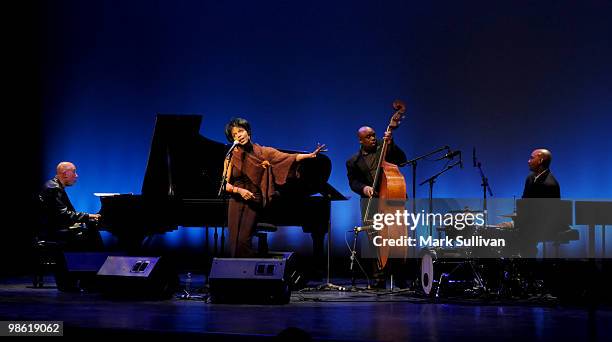 Jazz Vocalist Nnenna Freelon on stage during the preview of The Broad Stage 2010-2011 schedule at The Broad Stage on April 22, 2010 in Santa Monica,...