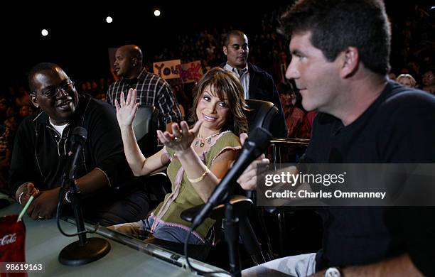 Behind the scenes during the making of American Idol's season 2 finale on May 21, 2003 at the Universal Amphitheatre in Burbank, California. Judges...