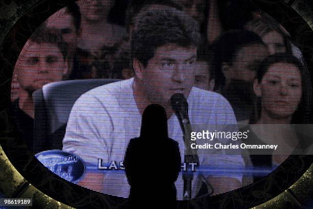 Behind the scenes during the making of American Idol's season 2 finale on May 21, 2003 at the Universal Amphitheatre in Burbank, California. Judge...