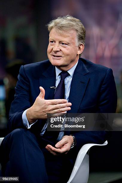 Edward Dolman, chief executive officer of Christie's International Plc, speaks during a television interview in New York, U.S., on Thursday, April...