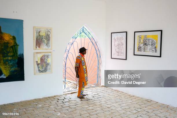 Art is exhibited at the Mieruba Gallery during the Festival du Niger in Segou, Mali. The festival brings together a wide variety of bands from around...