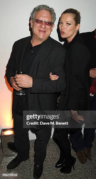 Jeremy Thomas and Kate Moss attend the Art Plus Music Party, at the Whitechapel Gallery on April 22, 2010 in London, England.