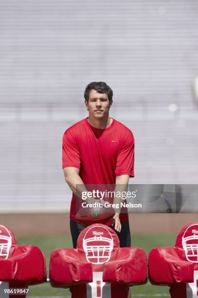 Draft Preview: NFL prospect and former University of Oklahoma QB Sam Bradford during individual workout at Gaylord Family Oklahoma Memorial Stadium....