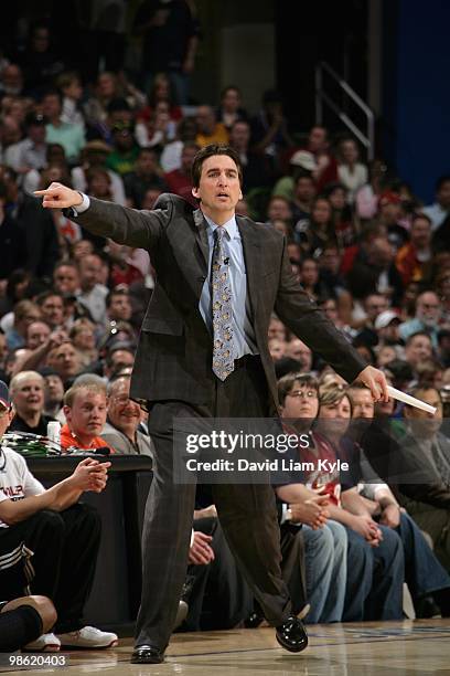 Head coach Vinny Del Negro of the Chicago Bulls reacts in Game Two of the Eastern Conference Quarterfinals against the Cleveland Cavaliers during the...