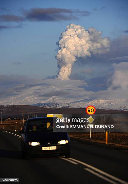 Smoke and ash bellow from Eyjafjallajökull volcano as it is seen from Hella, Iceland, on April 22, 2010. Hundreds of thousands of travellers were...