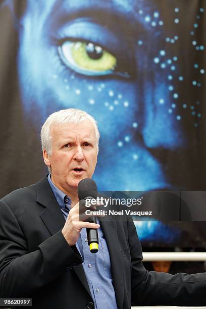 James Cameron attends the Blu-ray and DVD release of "Avatar" Earth Day tree planting ceremony at Fox Studio Lot on April 22, 2010 in Century City,...