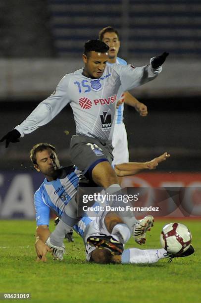 Pedro Quinonez of Emelec in action during their match against Cerro as part of the Libertadores Cup 2010 at the Centenario stadium on April 22, 2010...