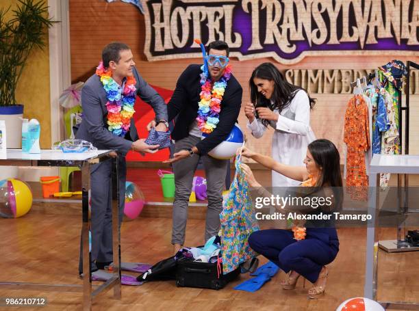 Alan Tacher, Chef Yisus, Francisca Lachapel and Maity Interiano are seen on the set of "Despierta America" at Univision Studios on June 28, 2018 in...