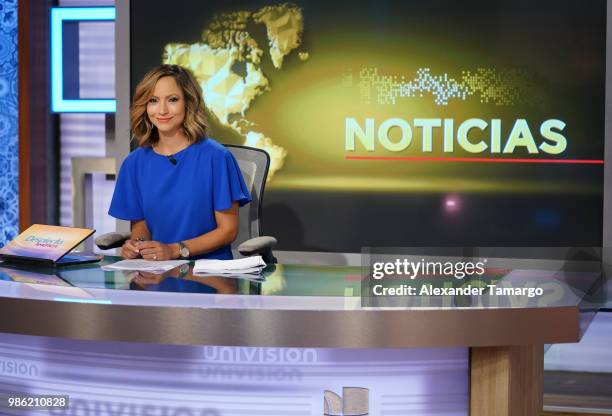 Satcha Pretto is seen on the set of "Despierta America" at Univision Studios on June 28, 2018 in Miami, Florida.