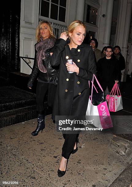 Lindsay Lohan and Dina Lohan seen leaving Intermix in SoHo on December 28, 2009 in New York City.