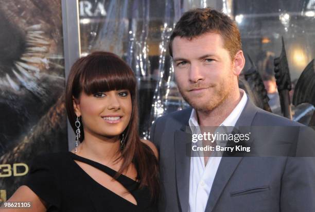 Actor Sam Worthington and stylist Natalie Mark arrive at the Los Angeles Premiere "Clash Of The Titans" at Grauman's Chinese Theatre on March 31,...