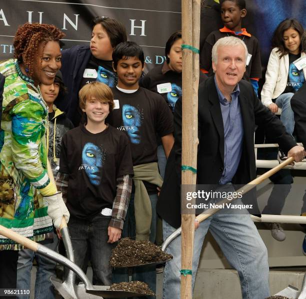 James Cameron and CCH Pounder attend the Blu-ray and DVD release of "Avatar" Earth Day tree planting ceremony at Fox Studio Lot on April 22, 2010 in...