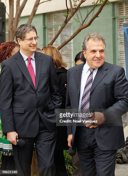 Jim Gianopulos and Tom Rothman attend the Blu-ray and DVD release of "Avatar" Earth Day tree planting ceremony at Fox Studio Lot on April 22, 2010 in...