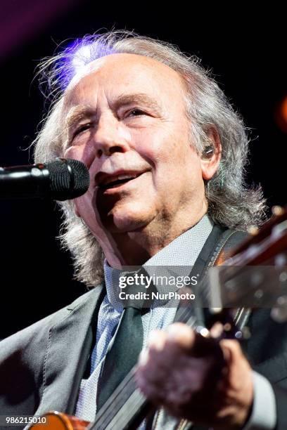 Singer Joan Manuel Serrat in concert during Botanical Nights Festival in Madrid, Spain. June 28, 2018.