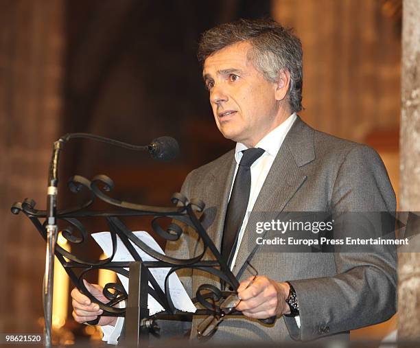 Juan Antonio Samaranch attends the funeral of former International Olympic Committee president Juan Antonio Samaranch at Barcelona Cathedral on April...