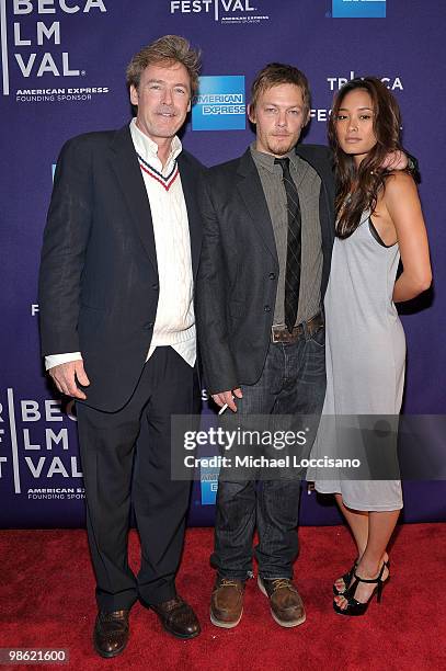 Actors Norman Reedus, James McCaffrey and model Jarah Mariano attend the premiere of "Meskada" during the 2010 Tribeca Film Festival at the Village...