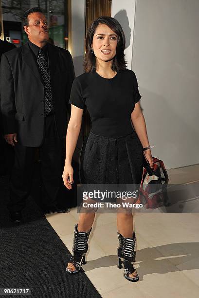 Salma Hayek attends A Bid to Save the Earth green auction at Christie's on April 22, 2010 in New York City.
