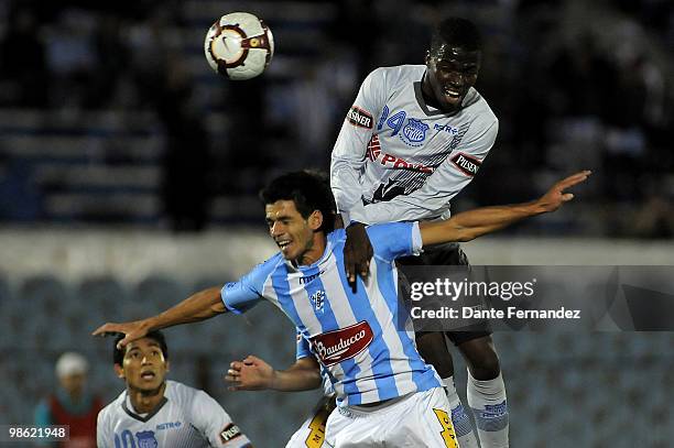 Enner Valencia of Ecuador's Emelec in action during their Libertadores Cup match against Cerro at the Centenario Stadium on April 22, 2010 in...