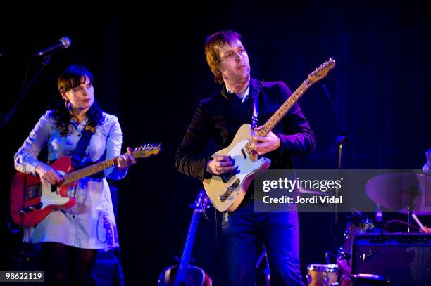 Stephie Finch and Chuck Prophet perform at the Teatre Zorrilla on April 22, 2010 in Badalona, Spain.
