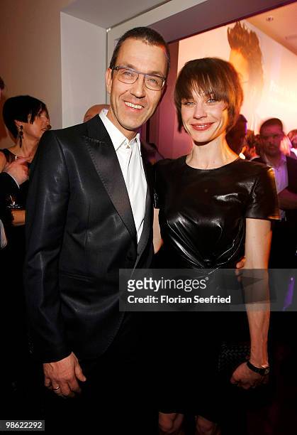 Wolfgang Schwenk and actress, Dr. Christiane Paul attend the 'new faces award 2010' at cafe Moskau on April 22, 2010 in Berlin, Germany.