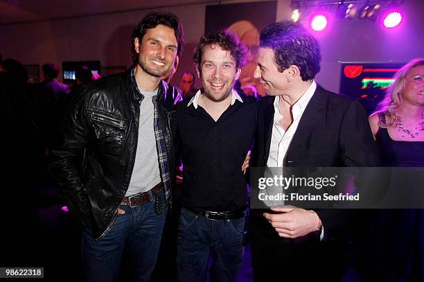 Actor/director Simon Verhoeven, actor Christian Ulmen and producer Oliver Berben attend the 'new faces award 2010' at cafe Moskau on April 22, 2010...