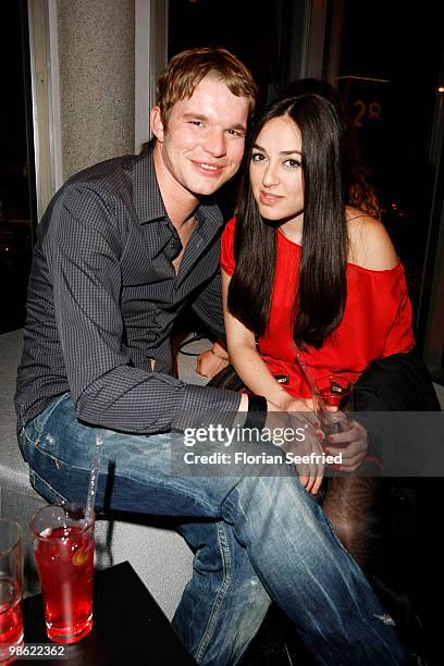 Actor Tobias Schenke and Mona Pirzad attend the 'new faces award 2010' at cafe Moskau on April 22, 2010 in Berlin, Germany.