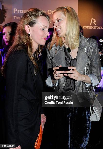 Actress Simone Hanselmann and model Eva Padberg attends the 'New Faces Award 2010' at Cafe Moskau on April 22, 2010 in Berlin, Germany.