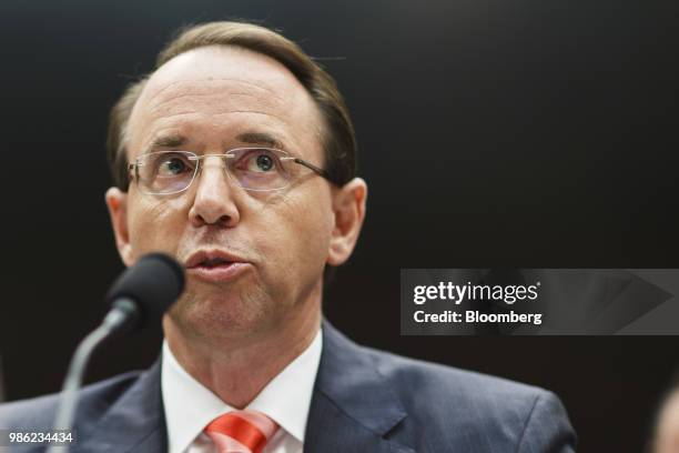 Rod Rosenstein, deputy attorney general, speaks during a House Judiciary Committee hearing on Capitol Hill in Washington, D.C., U.S. On Thursday,...