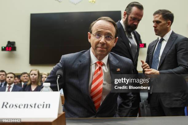 Rod Rosenstein, deputy attorney general, arrives to a House Judiciary Committee hearing on Capitol Hill in Washington, D.C., U.S. On Thursday, June...