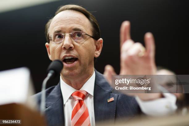 Rod Rosenstein, deputy attorney general, speaks during a House Judiciary Committee hearing on Capitol Hill in Washington, D.C., U.S. On Thursday,...