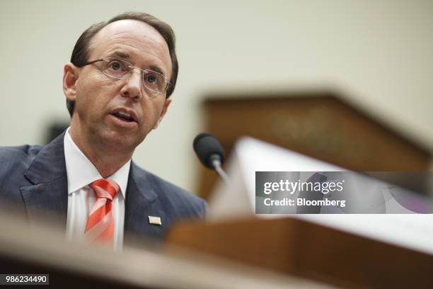 Rod Rosenstein, deputy attorney general, speaks during a House Judiciary Committee hearing on Capitol Hill in Washington, D.C., U.S. On Thursday,...