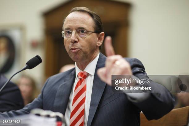 Rod Rosenstein, deputy attorney general, speaks during a House Judiciary Committee hearing on Capitol Hill in Washington, D.C., U.S. On Thursday,...